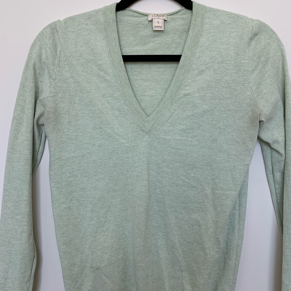 JCrew Light Green V-neck Summer Sweater